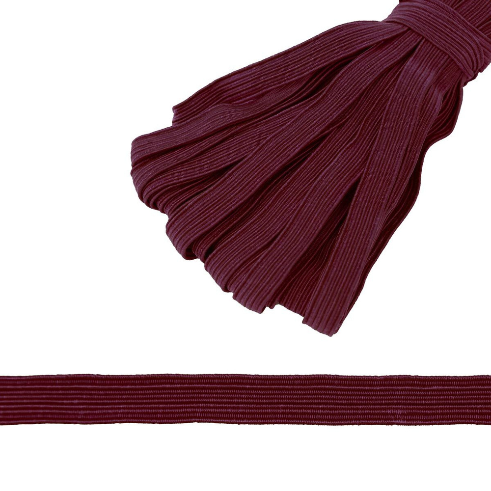 Резинка бельевая для шитья, 5.5 г/м, эластичность 210% , 10 мм*10 м, бордовая, Красная лента  #1