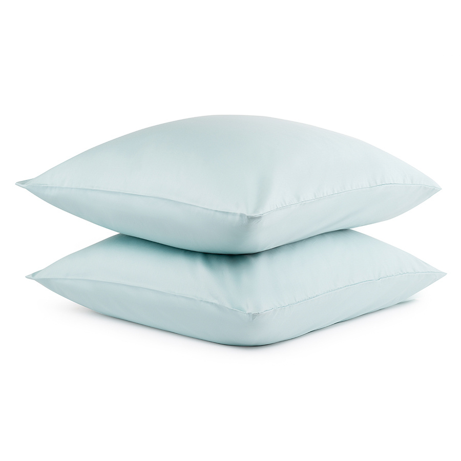 Наволочка на подушку 70х70 см из сатина голубого цвета Essential, набор из 2 шт.  #1