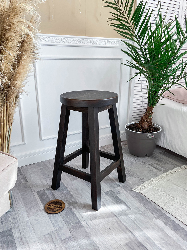 Барный стул-табурет деревянный Loft Bar Stool Black #1