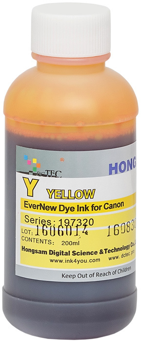 Чернила DCTec водорастворимые Canon iPF670 EverNew Yellow (желтый) 200 мл  #1