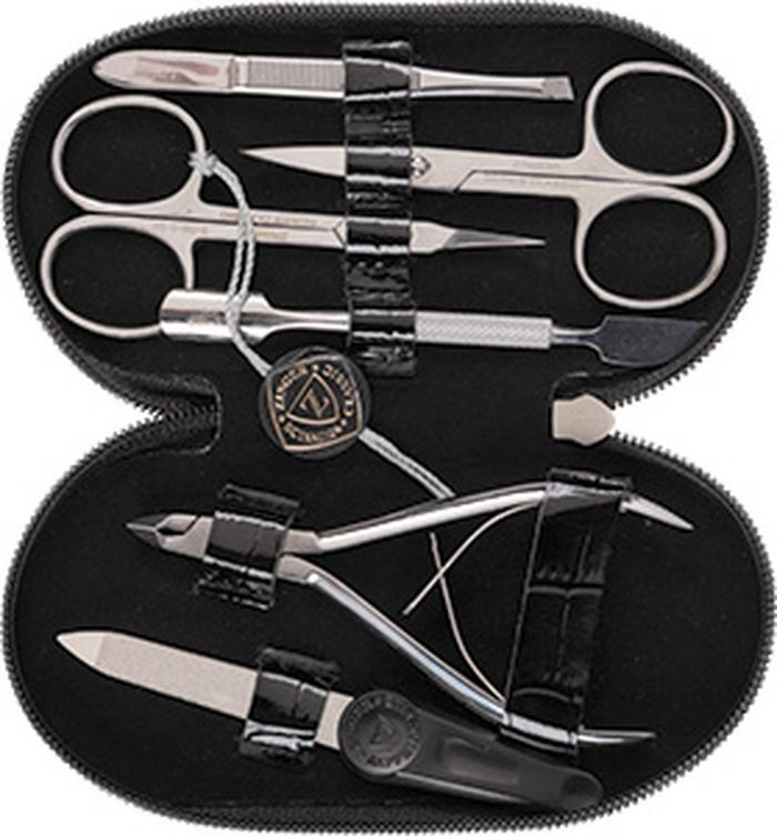 Zinger Маникюрный набор 6 предметов (MS-71043) из чехла из натуральной лаковой кожи черного цвета/ 6в1 #1
