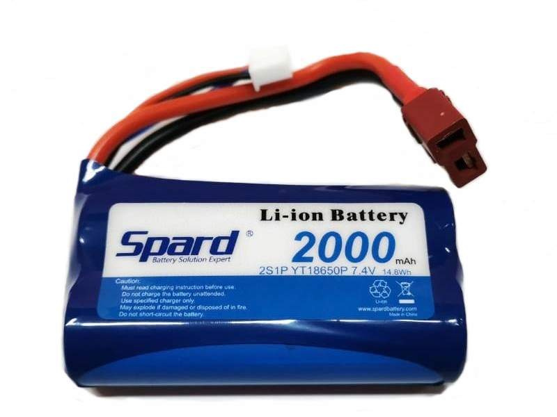 Аккумулятор Li-Ion Spard 2000mAh, 7,4V, 15C, T plug для Remo Hobby 1/16, Himoto 1/18 YT18650P  #1