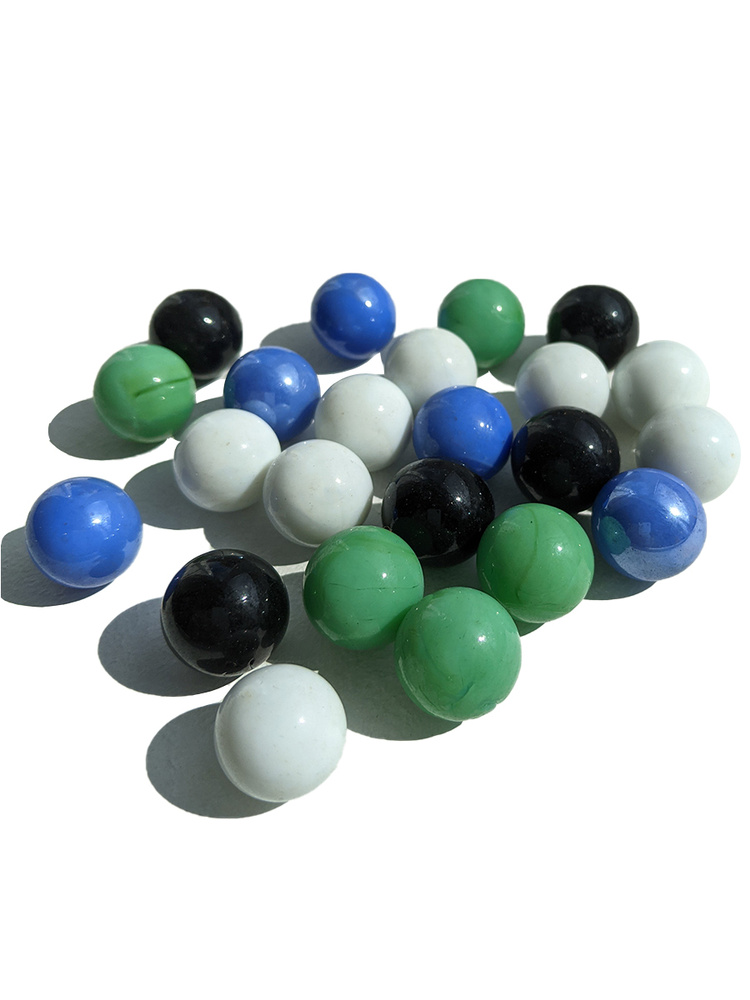Стеклянные шарики камешки марблс / грунт стеклянный Белый, зеленый, черный, 16 мм, 30 шт  #1