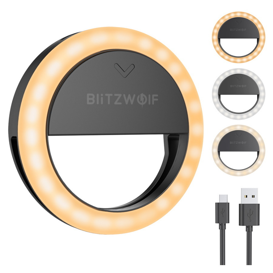 Светодиодный круговой светильник для палки-селфи BlitzWolf BW-SL0 Pro Clip-on Ring Fill Light 600mAh #1
