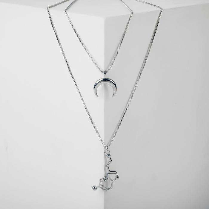 Кулон "Формула" 2 нити, серотонин, цвет серебро, 45-55 см - купить с ...