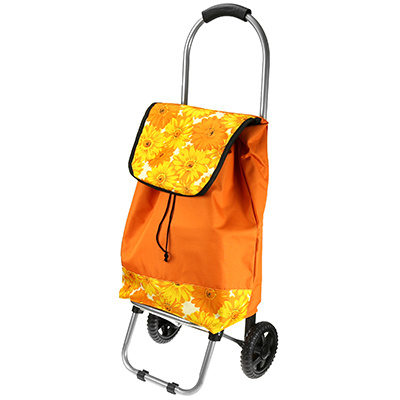 Сумка-тележка, хозяйственная, на колесах оранжевый, 31х25х83см, 2 колеса д13,5см (размер сумки 29х18х49см) #1