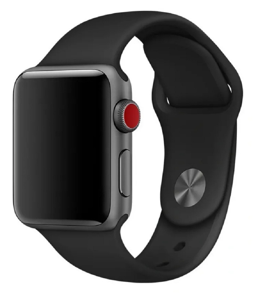 Cиликоновый ремешок для Apple Watch Series 1-8 и Ultra - 42/44/45/49 мм (эпл вотч), черный  #1