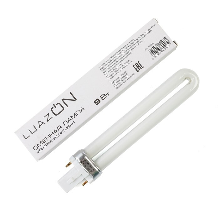 Сменная лампа LuazON LUF-20, ультрафиолетовая, 9 Вт, белая #1