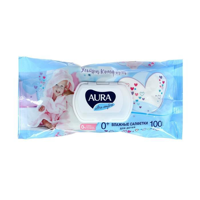 Влажные салфетки Aura Ultra Comfort, детские, гипоаллергенные, 2 упаковки по 100 штук  #1