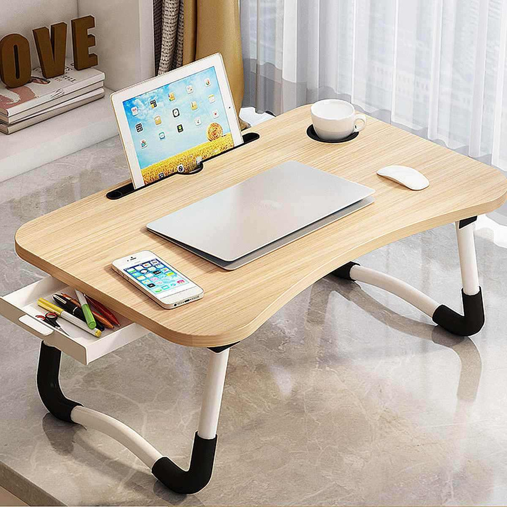 Стол для ноутбука и завтрака с отверстием для планшета, 60x40x26 см. / Столик для ноутбука в кровать #1