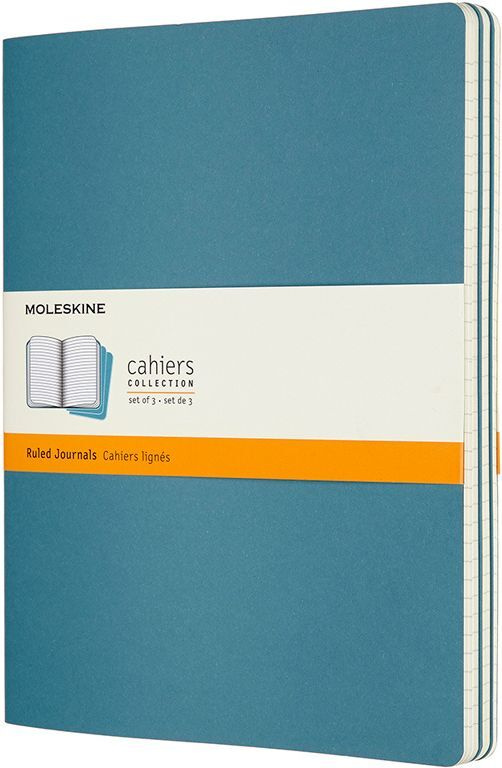 Блокнот без разметки Moleskine Cahier Journal Xlarge, А4, сшитый, 60 л, 3 шт, голубой  #1