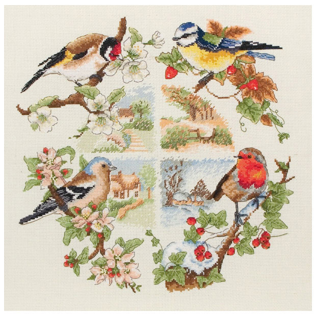 Набор для вышивания Anchor, MEZ, Венгрия "Birds And Seasons" 30х30 см, арт.PCE880  #1