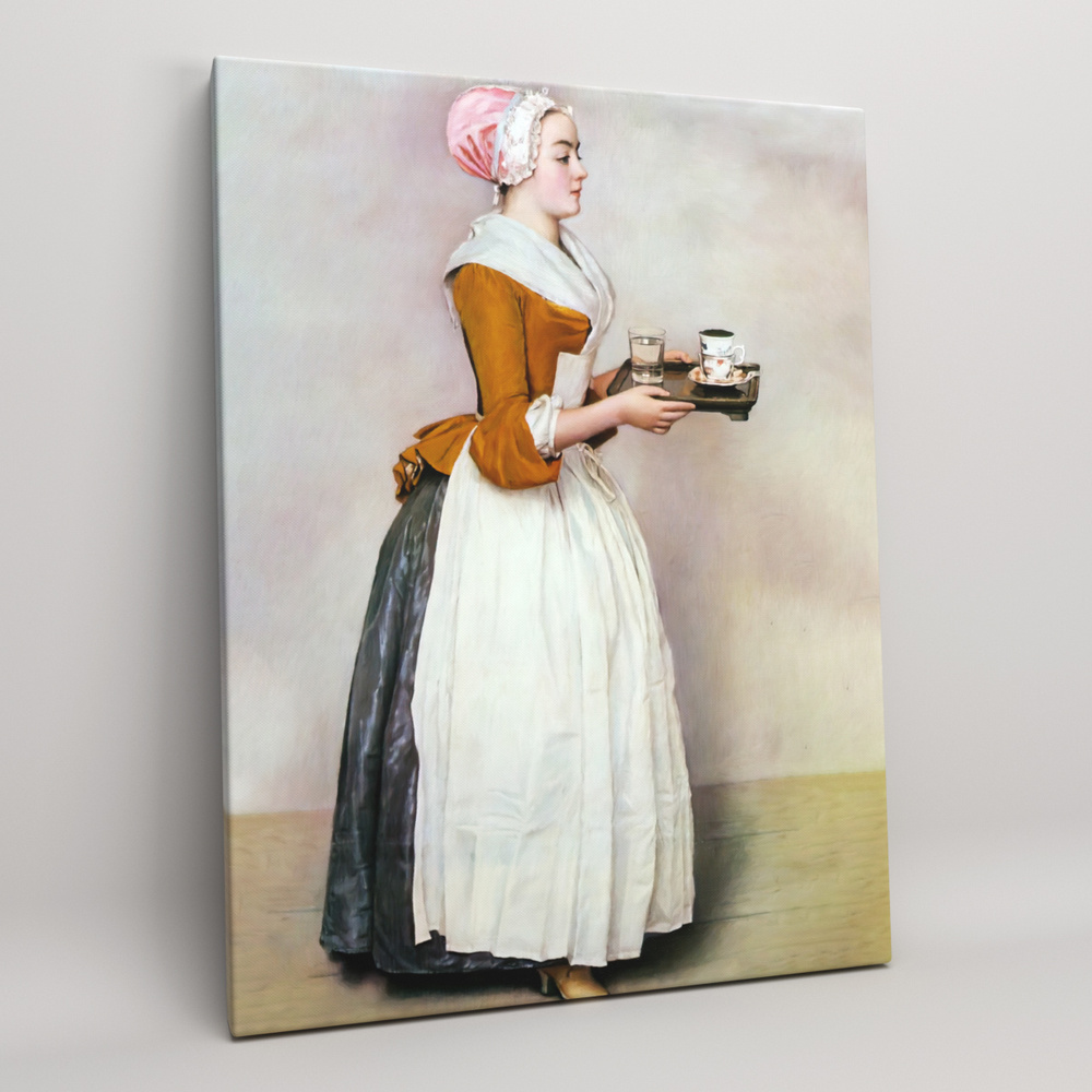 Картина на холсте, репродукция "Шоколадница - Жан-Этьен Лиотар", с деревянным подрамником, размер 45x60 #1