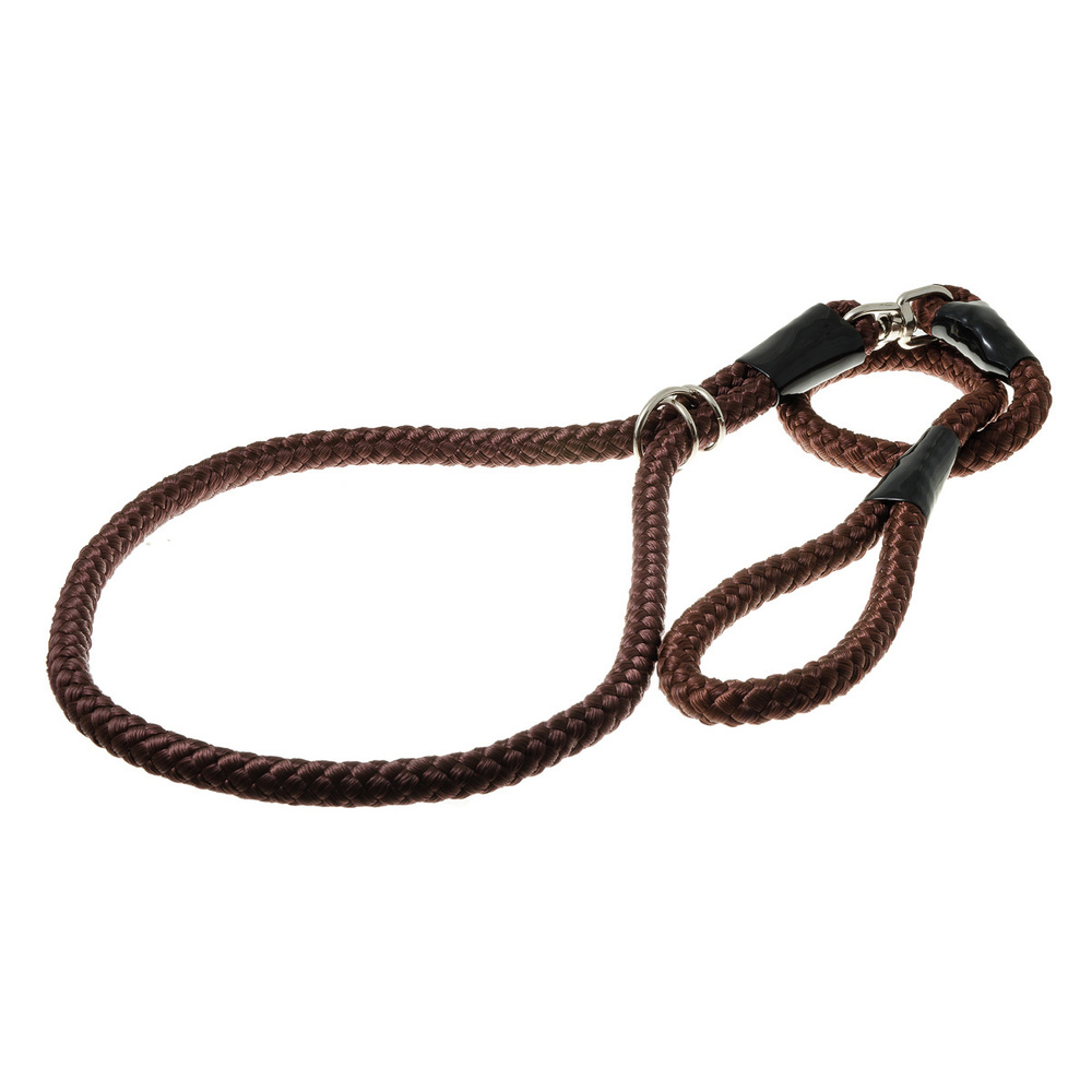 Ринговка для собак, круглая с кольцом, обхват до 80 см, нейлон ширина 15 мм, длина 120 см, коричневая, #1