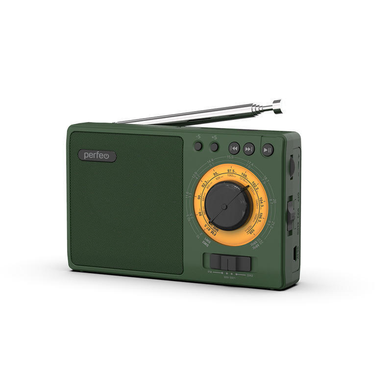 Perfeo радиоприемник аналоговый,всеволновый ЗАРЯ/ MP3/ питание 18650/зеленый  #1