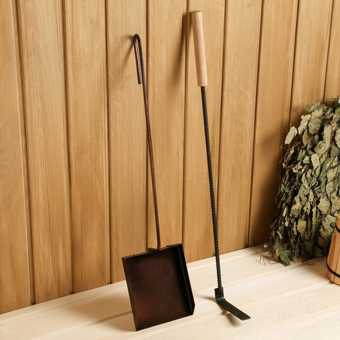 Набор совок для золы и кочерга с деревянной ручкой #1