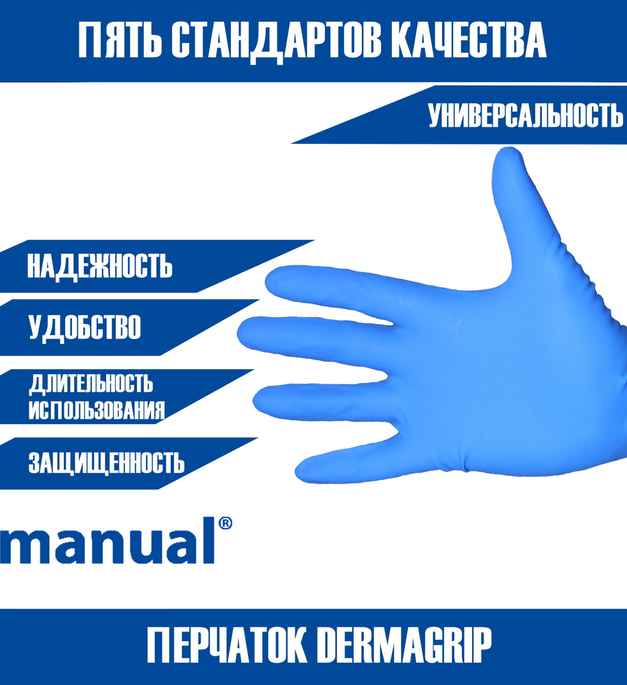 Перчатки латексные DERMAGRIP MANUAL HR 419 размер S 25 пар ( 50 штук) #1