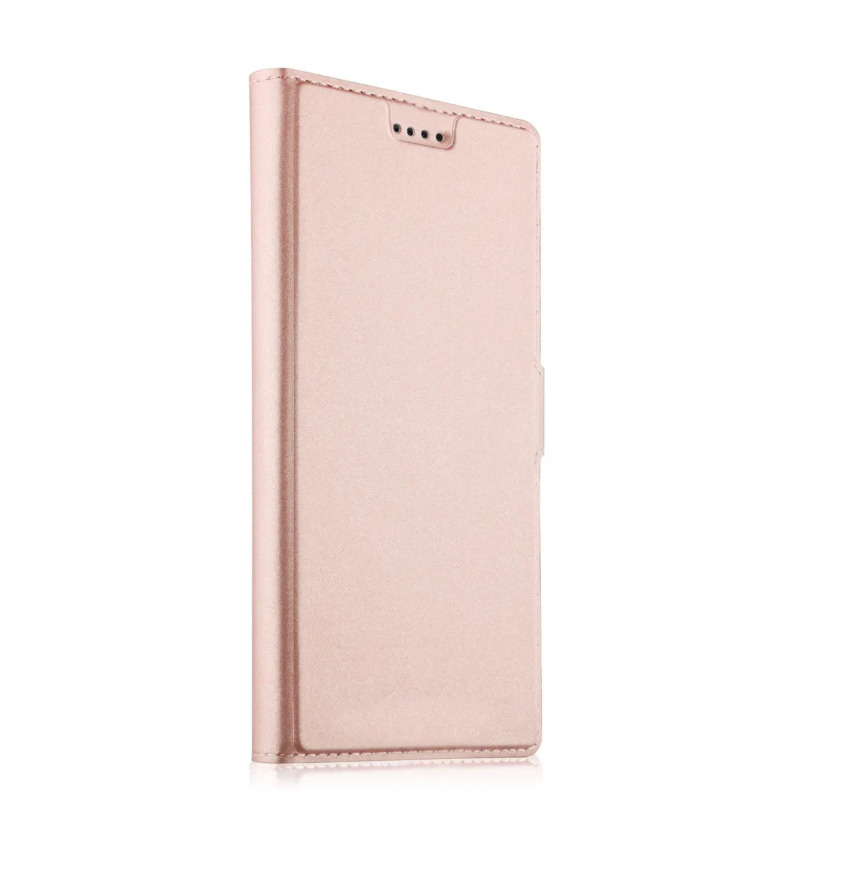 Чехол-книжка MyPads для Samsung Galaxy A6 (2018) на жсткой металлической основе розовое золото  #1