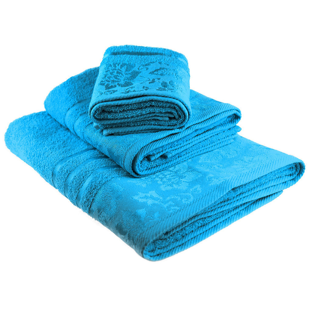 Домашняя мода Полотенце для лица, рук, Махровая ткань, 50x90 см, светло-синий, 1 шт.  #1