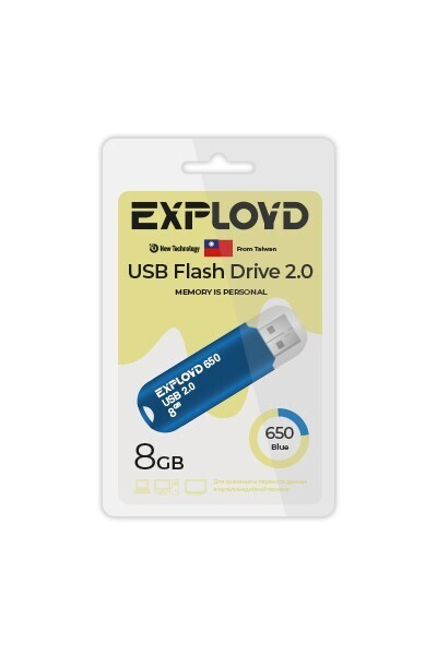 флеш-накопитель USB 2.0 8GB Exployd 650 (EX8GB650Blue) / флешка USB #1