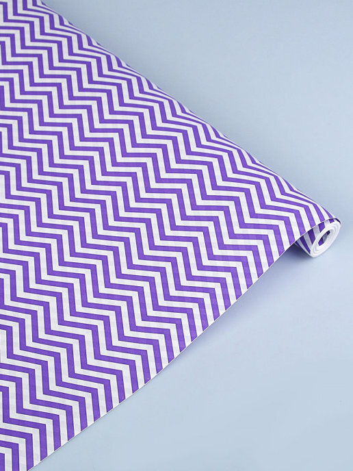 Крафт-бумага белёная односторонняя в рулоне 0,5x10 метров 70 г/м2, принт Зигзаг фиолетовый  #1