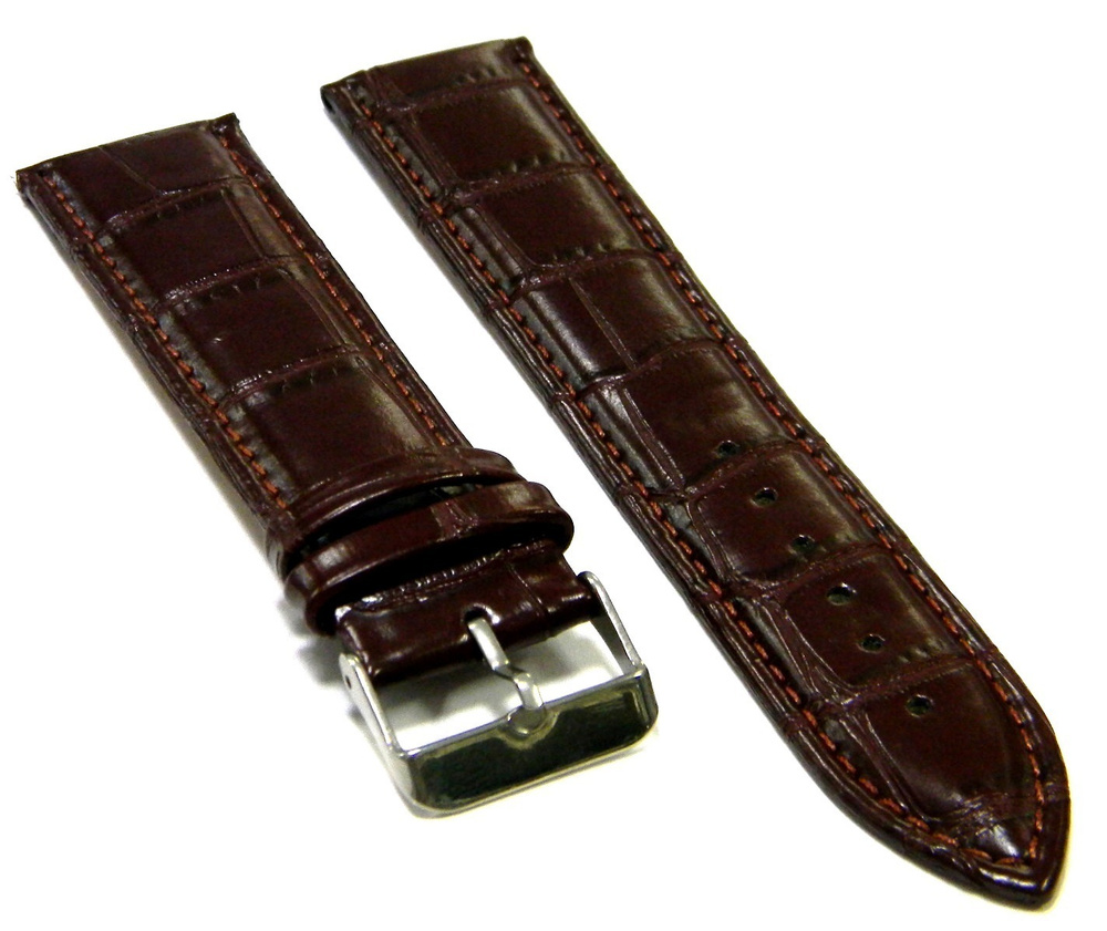 Ремешок для часов кожаный, красно-коричневый, шириной 24мм, Nagata Leather 24мм  #1