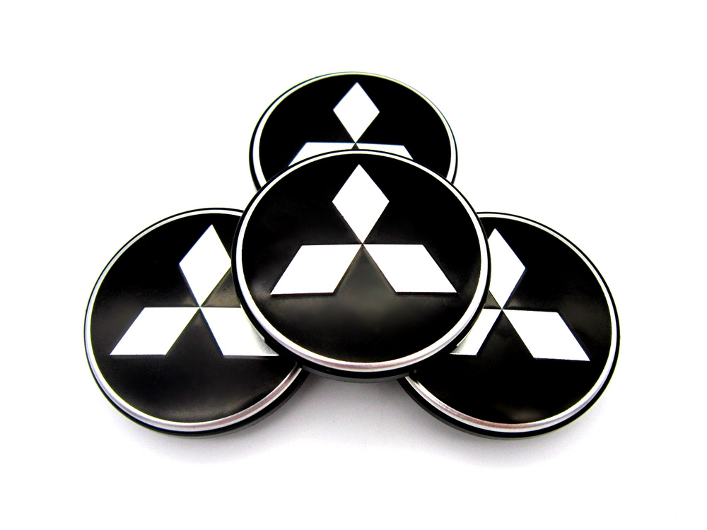 Колпачки заглушки на литые диски КиК Митсубиси черный 62/55/10, комплект 4 шт.  #1