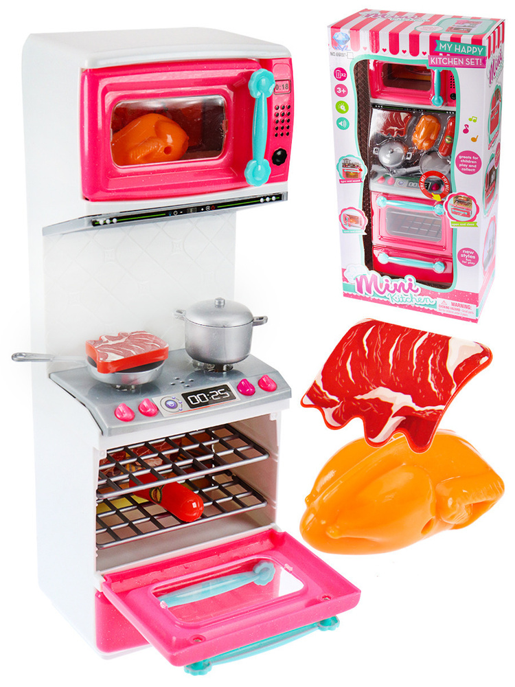 Набор детской бытовой техники Mini Kitchen, на батарейках с подсветкой и звуковым сопровождением, микроволновка, #1