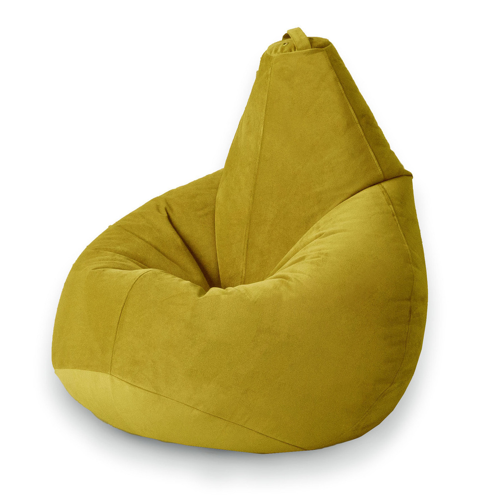 MyPuff Кресло-мешок Груша, Велюр натуральный, Размер XL,горчичный, желтый  #1