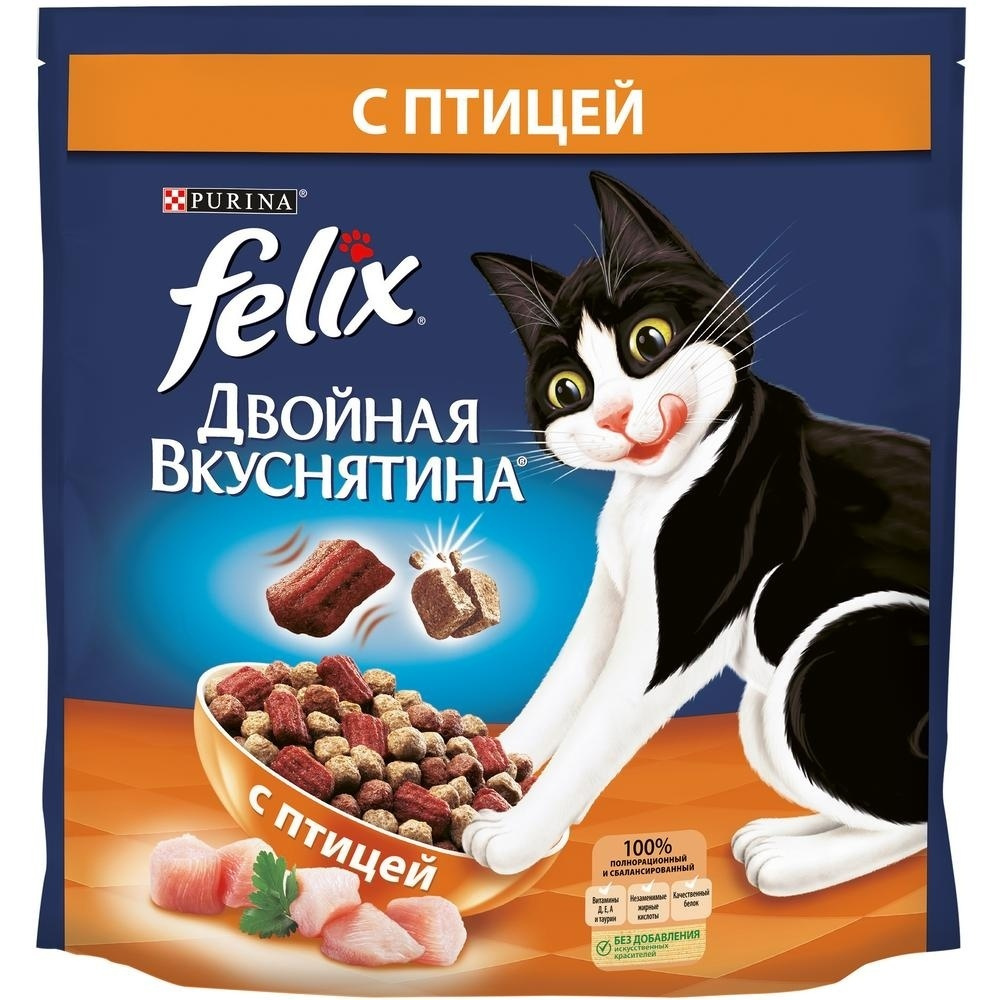 Корм Felix двойная Вкуснятина для взрослых кошек, с птицей 600 гр  #1