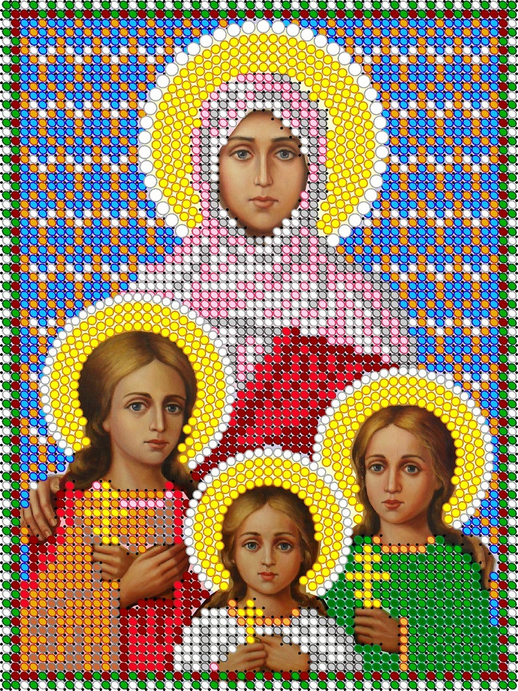 Схема (без страз), ткань, Алмазная мозаика "Вера Надежда Любовь", икона 17х23, Диамант  #1
