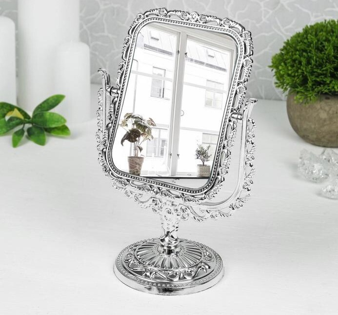 Зеркало настольное, с увеличением, зеркальная поверхность 9,5 х 12,5 см, цвет серебристый  #1