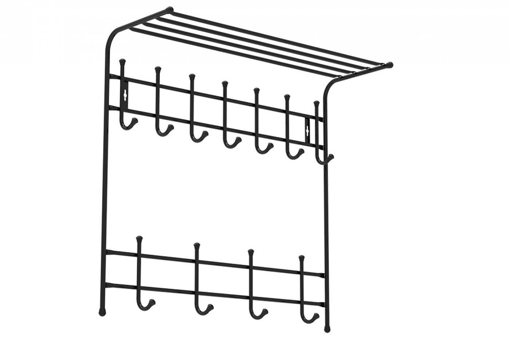 Nika Вешалка с полкой настенная 11 крючков черная(ВПТ11/Ч) #1