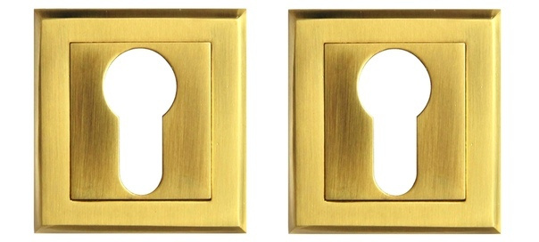 Накладка дверная под цилиндр на квадратном основании Оберег ZR09 Матовое золото/золото, комплект  #1
