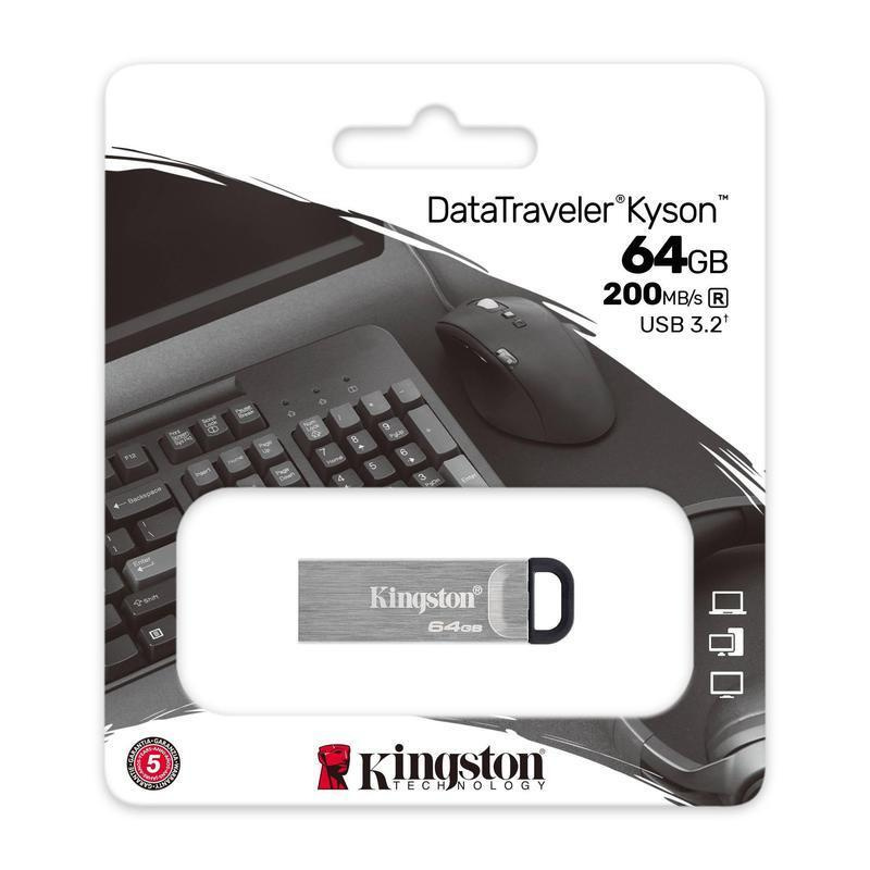 Kingston USB-флеш-накопитель Флеш-диск USB 64Gb DataTraveler Kyson, серебристая (DTKN/64GB) 64 ГБ  #1