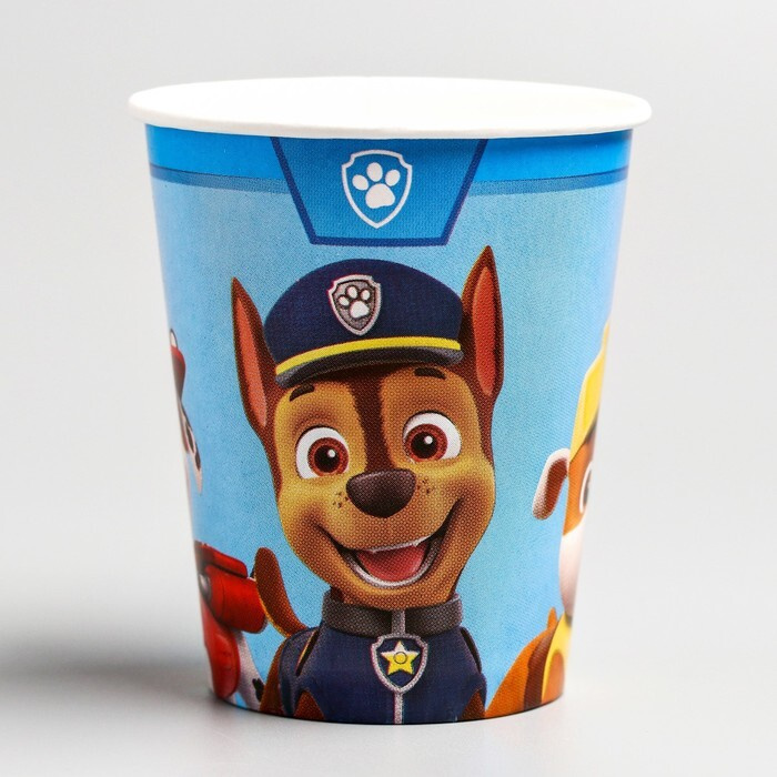 Paw Patrol, Стакан бумажный С днем рождения, щенячий патруль, 250 мл, 20 штук  #1