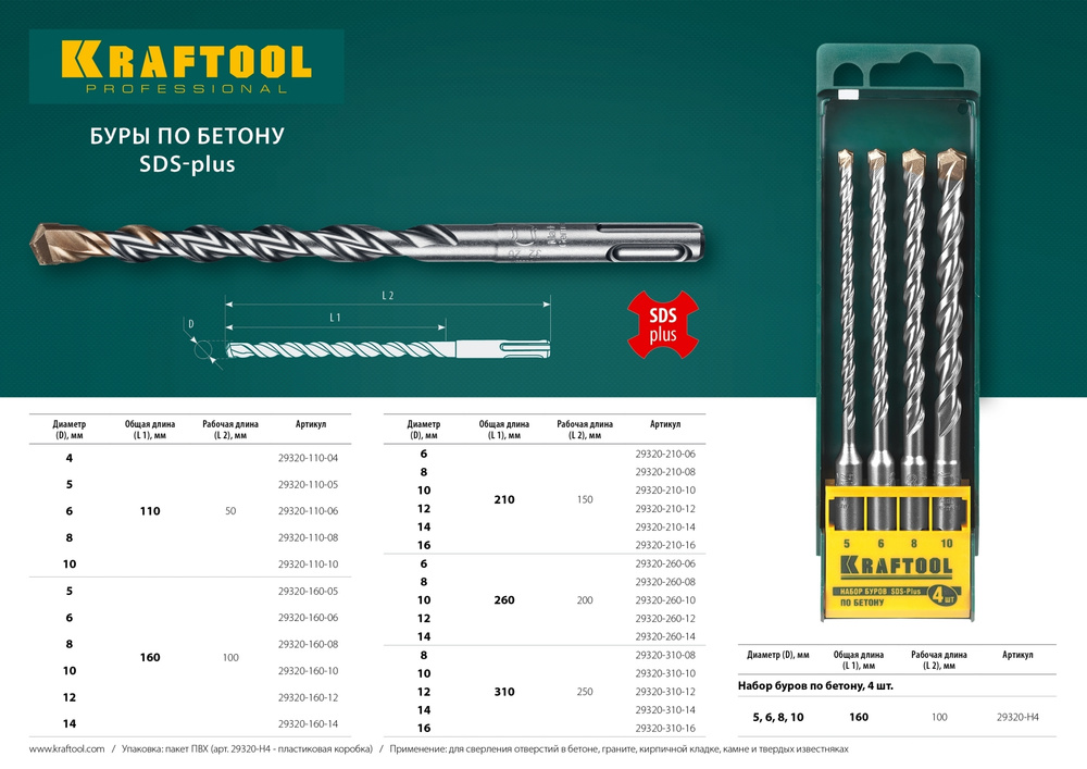 KRAFTOOL EXPERT 8 х 110 мм, SDS-plus бур (29320-110-08) #1