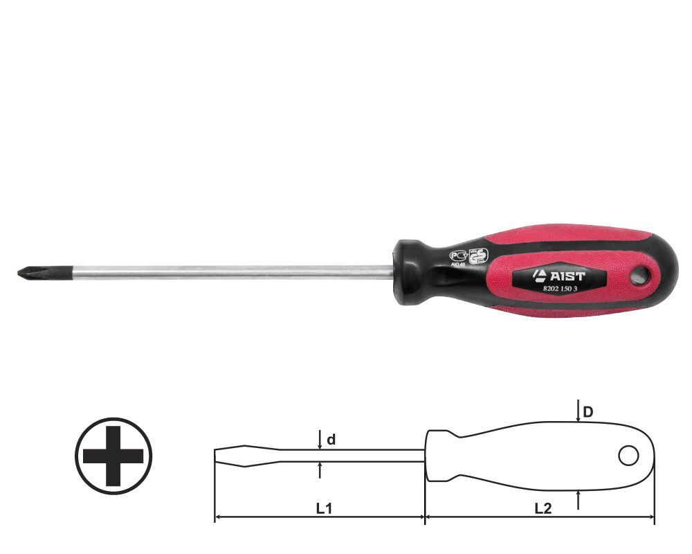 Отвертка крестовая PH1 80мм AIST 82010801P крестообразная PHILLIPS РН1  #1