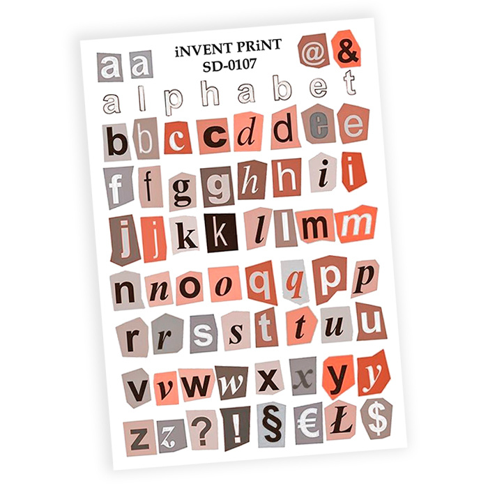 iNVENT PRiNT слайдер дизайн / водные наклейки для ногтей / наклейки на ногти Буквы Знаки, SD-107  #1
