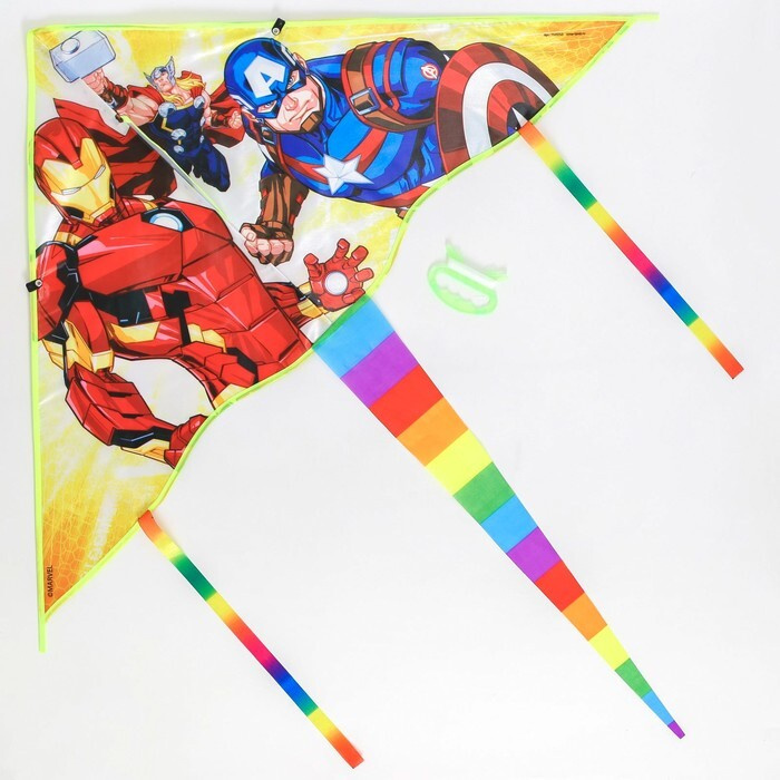 Воздушный змей "Железный человек, Тор, Капитан Америка", Мстители, 70 х 105 см  #1