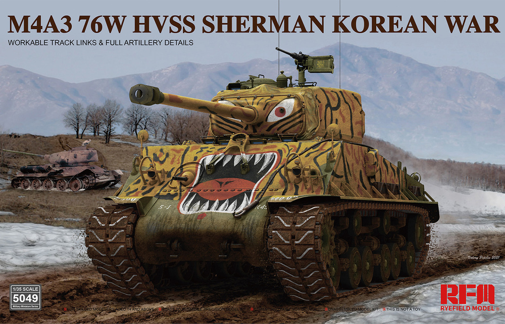 Сборная модель RM-5049 M4A3 76w hvss Sherman Korean war Rye Field Model (RFM) #1