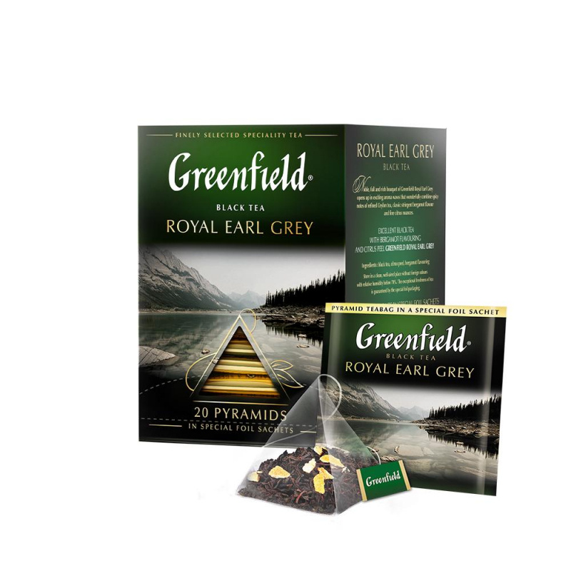 Чай Greenfield Royal Earl Grey черный, фольгированные пирамидки, 20 пакетиков в упаковке  #1