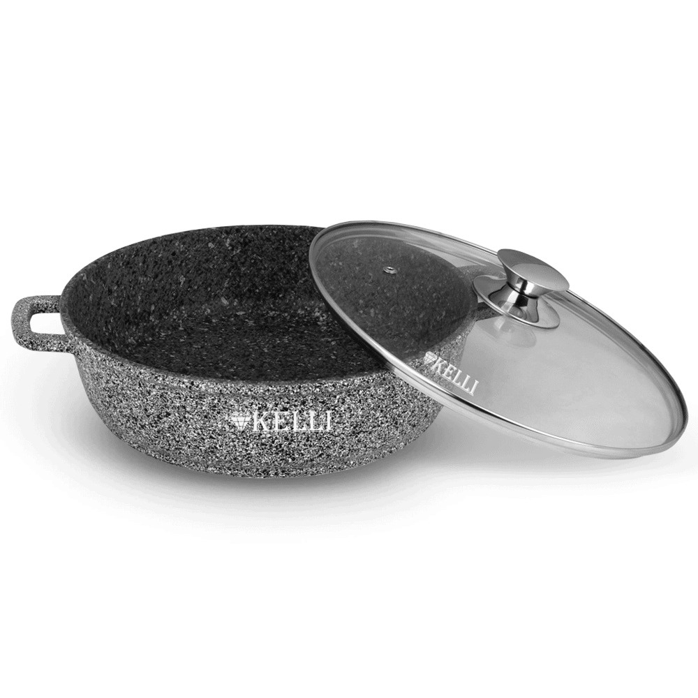 Сковорода-сотейник Kelli KL-4021-24 с мраморным покрытием, диаметр 24 см, объем 3 л  #1