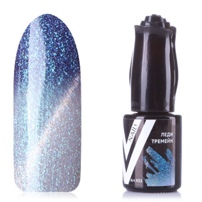 Vogue Nails Гель лак для ногтей с блестками, магнитный, для маникюра и педикюра, темный синий, 10 мл #1