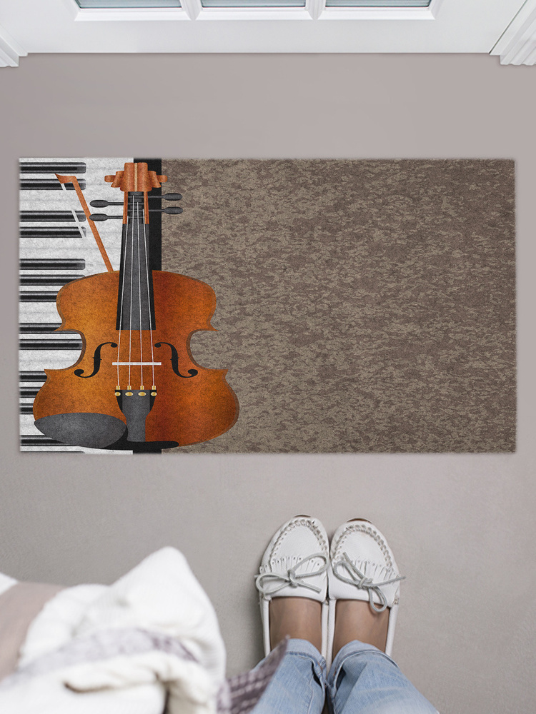 JoyArty Коврик придверный Фортепиано и скрипка гранж, 0.75 x 0.45 м  #1