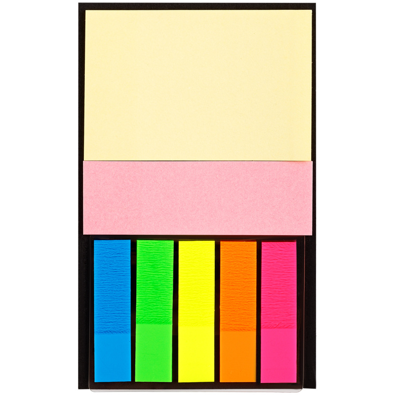 Клейкие закладки пластиковые OfficeSpace, 5 цветов неон 48x12мм, 1 цвет 75x51мм + 75x25мм, по 20л. (PM_54088), #1