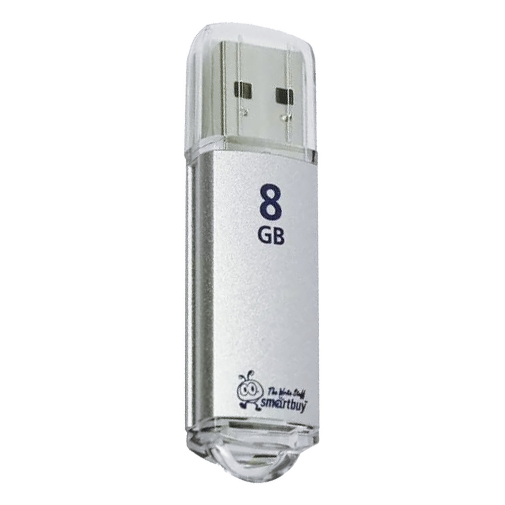 Флеш-диск 8 GB, SmartBuy V-Cut, USB 2.0, металлический корпус, серебристый, SB8GBVC-S, 1ед. в комплекте #1