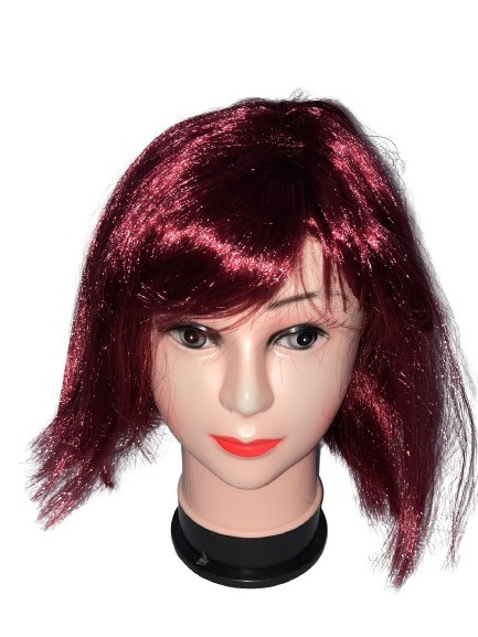 Парик женский карнавальный "Каре" короткий бордовый, длина волоса 29 см  #1