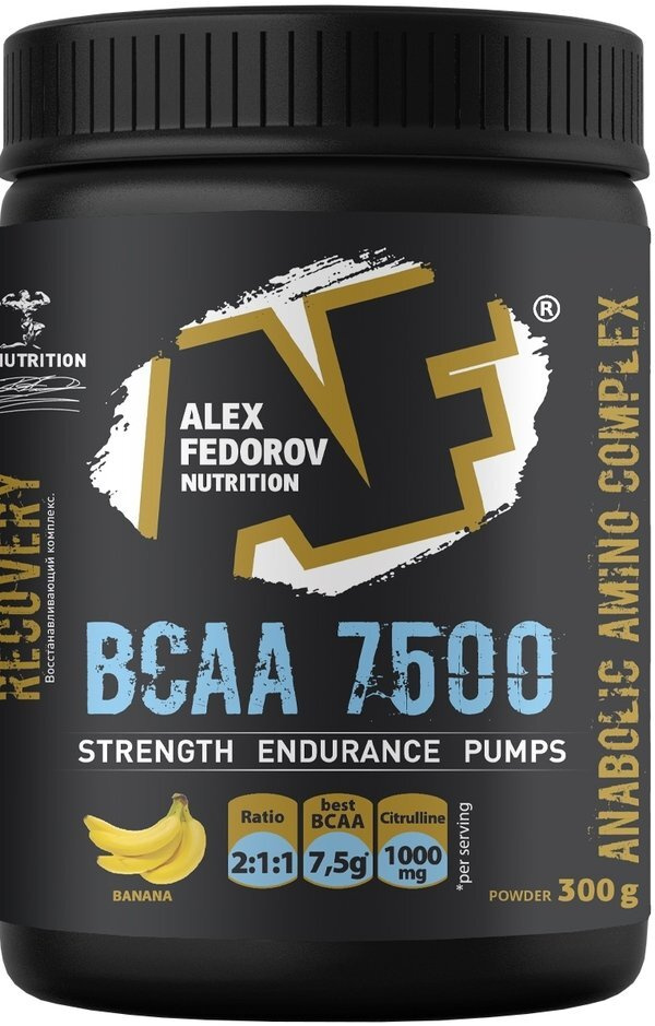 Алекс Федоров Нутришн BCAA 7500 порошок 300г банка со вкусом банана  #1