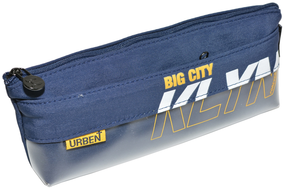 Пенал-косметичка "Big city" текстиль, 1 отделение, 1 прозрачный карман на молнии, темно-синий для подростков #1